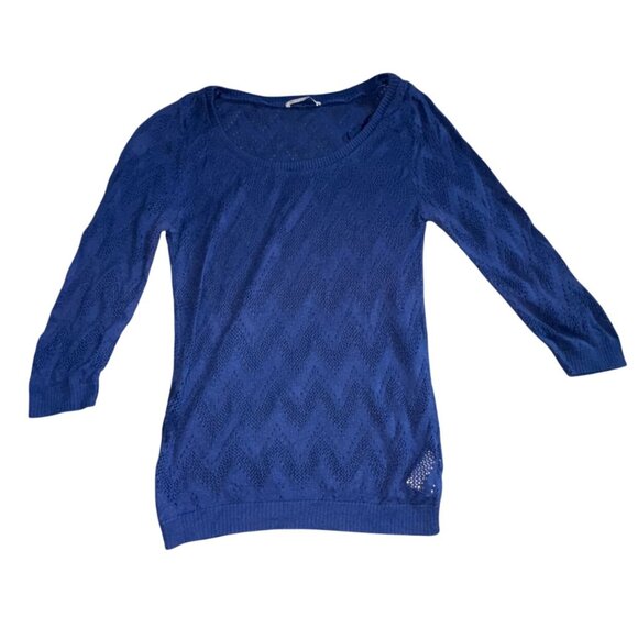 Stradivarius womens Light Weight Open Knit Sweater-Blue-Size M-GUC - Picture 1 of 7